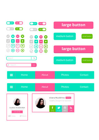 Flat Buttons Colectionのイラスト素材