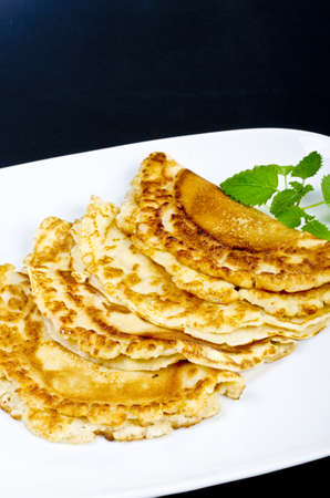 One can enjoy pancake with apples, tomatoes, applesauce, compote, jams or decent fillings etc.の写真素材