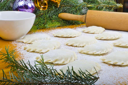 Piroggen (Pierogi) are full paste parcels or also meat pies from noodle dough.の写真素材