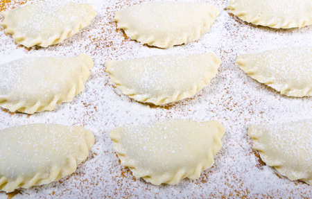 Piroggen (Pierogi) are full paste parcels or also meat pies from noodle dough.の写真素材