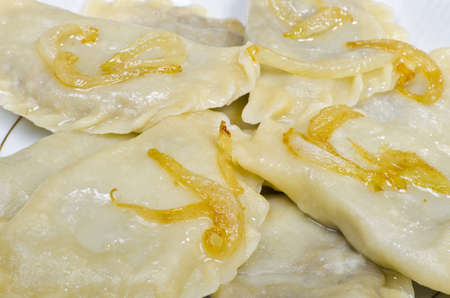 Piroggen (Pierogi) are full paste parcels or also meat pies from noodle dough.の写真素材