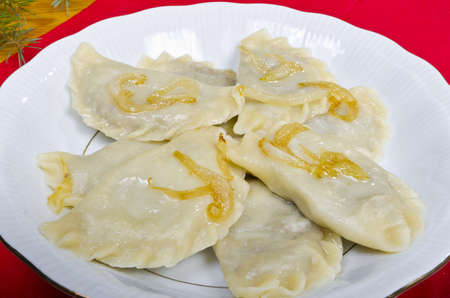 Piroggen (Pierogi) are full paste parcels or also meat pies from noodle dough.の写真素材