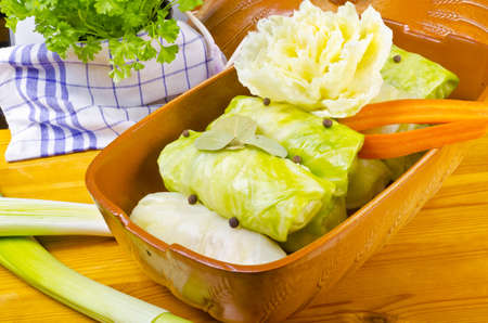 Golombki -  Polish stuffed cabbage leaves.の写真素材