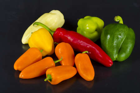 different coloured paprika kinds to foodの写真素材