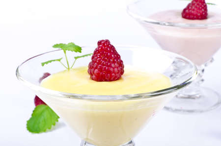 Pudding with Himbbereの写真素材