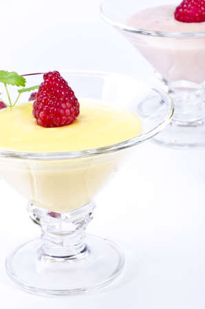 Pudding with Himbbereの写真素材