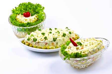Polish vegetable salads with mayonnaiseの写真素材