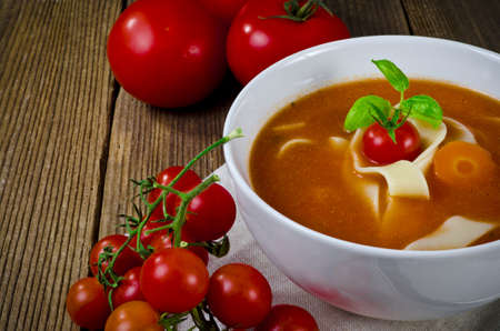 Tomato soup with Pappardelleの写真素材