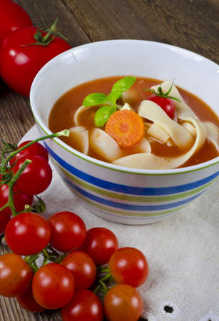 Tomato soup with Pappardelleの写真素材