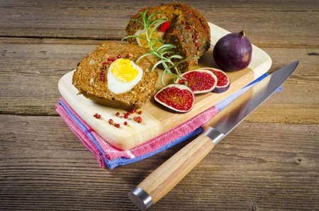 meat loaf with eggs and figの写真素材