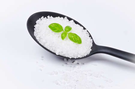 Kalahari salt roughly with basilの写真素材