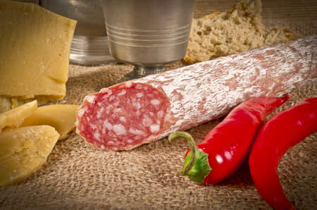 Hard cheese to me salami Purely Porkの写真素材