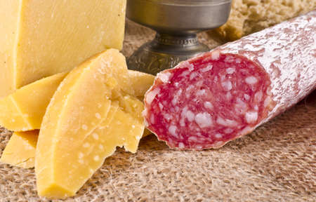 Hard cheese to me salami Purely Porkの写真素材