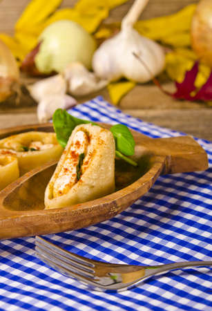 Pancakes with chicken breastの写真素材