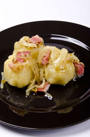 Potato dumplings with meat fillingの写真素材