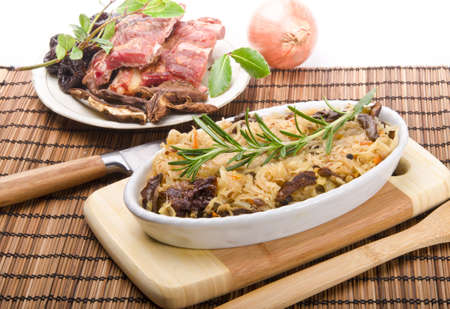 Sauerkraut with smoked meatの写真素材