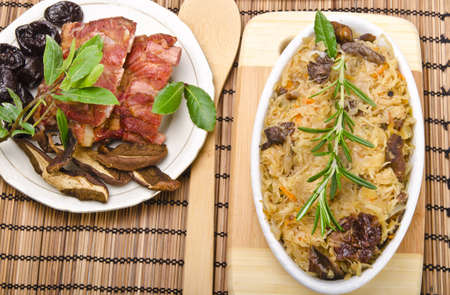 Sauerkraut with smoked meatの写真素材