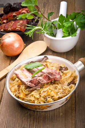 Sauerkraut with smoked meatの写真素材