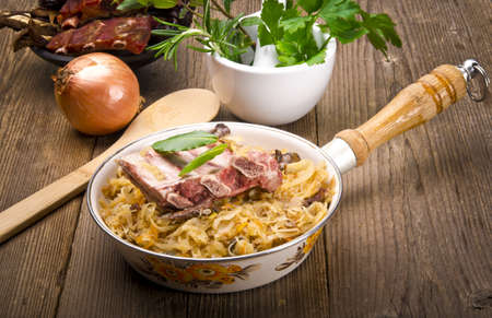 Sauerkraut with smoked meatの写真素材