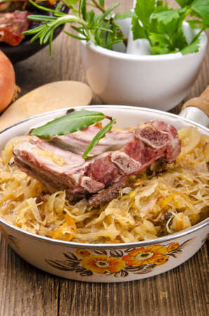 Sauerkraut with smoked meatの写真素材