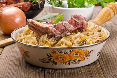 Sauerkraut with smoked meatの写真素材