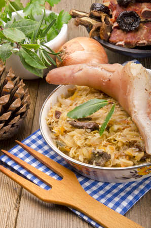 Sauerkraut with smoked meatの写真素材