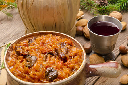 Sauerkraut in Polish kind with smoked meatの写真素材