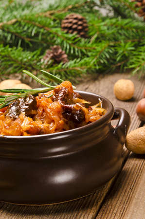 Sauerkraut in Polish kind with smoked meatの写真素材