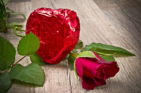 rosy and chocolate heart in the Valentinsdayの写真素材