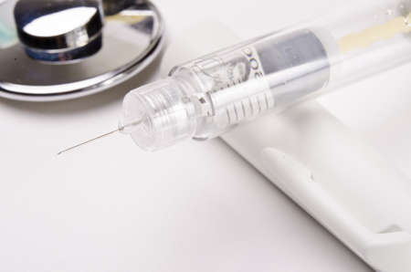Insulin pen and Stethoscopeの写真素材
