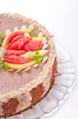 Coffee cake with pear and Grejpfrutの写真素材