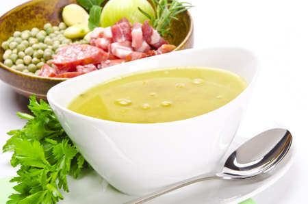 pea soup and ingredientsの写真素材