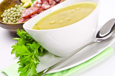 pea soup and ingredientsの写真素材