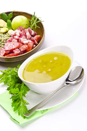 pea soup and ingredientsの写真素材