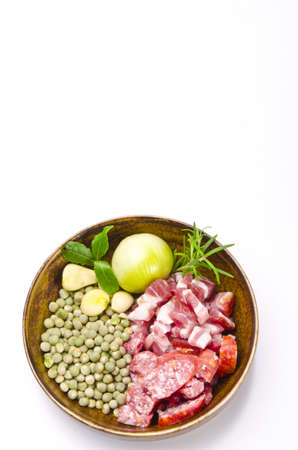 pea soup and ingredientsの写真素材