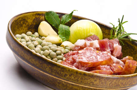 pea soup and ingredientsの写真素材