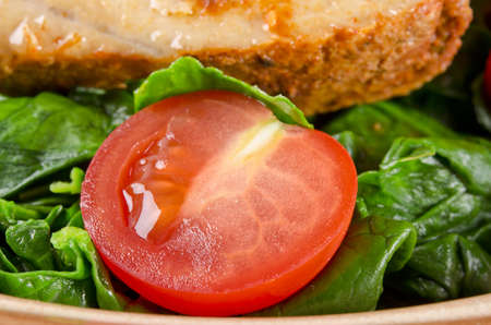 Spinach with meat beef oliveの写真素材