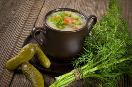 Polish pickled cucumbers soupの写真素材