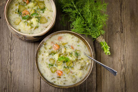 Polish pickled cucumbers soupの写真素材