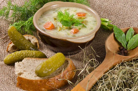 Polish pickled cucumbers soupの写真素材