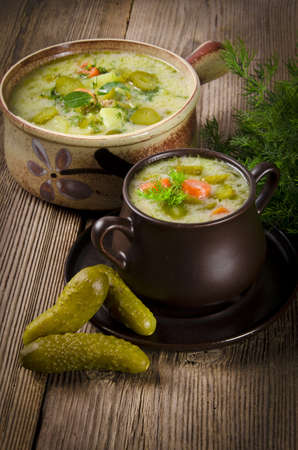 Polish pickled cucumbers soupの写真素材