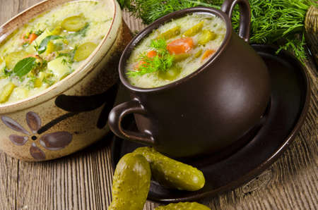 Polish pickled cucumbers soupの写真素材
