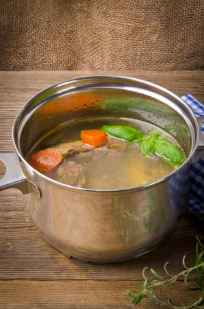 Pot with brothの写真素材