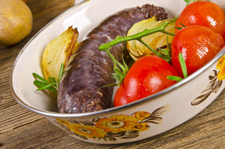 Krupniok traditional blood sausage in Polish cuisineの写真素材