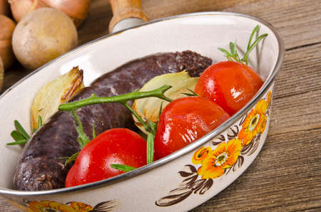 Krupniok traditional blood sausage in Polish cuisineの写真素材