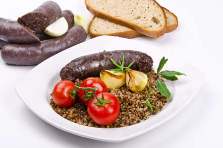 Krupniok traditional blood sausage in Polish cuisineの写真素材