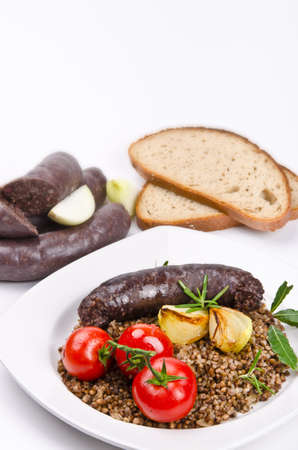 Krupniok traditional blood sausage in Polish cuisineの写真素材