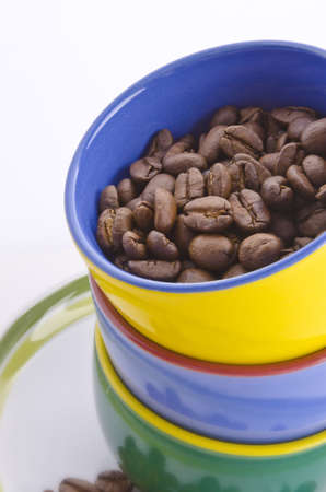 coloured coffee mugsの写真素材