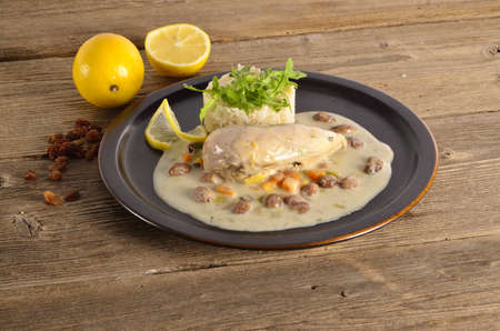 Chicken s breast fillet with Balsamico raisin sauce の写真素材