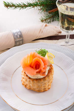 Vol-au-vent with salmonの写真素材